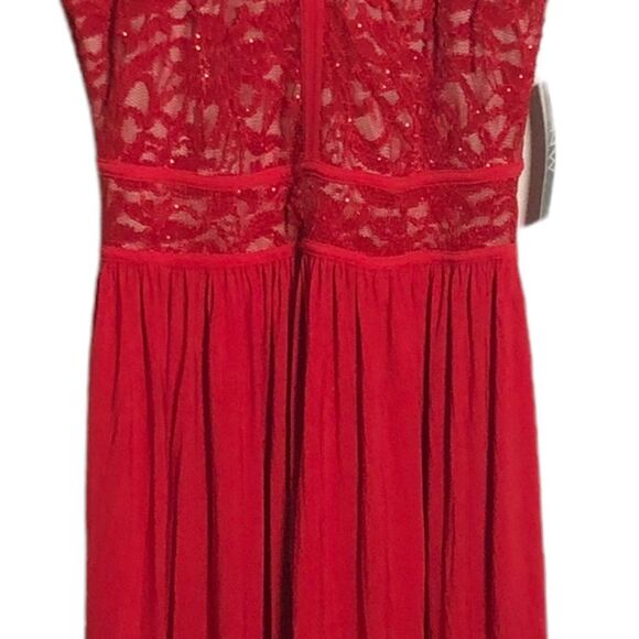 NEW🏷 Red Lace NW Nightway Sz 8 full length sleeveless dress keyhole front - Picture 14 of 16